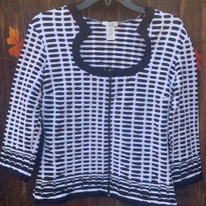 Cache black and white front zip-up fancy jacket